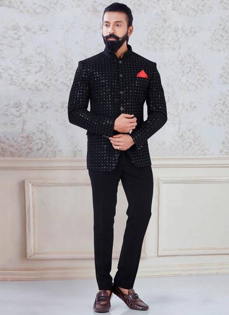 Black Colour Party Wear Jodhpuri Suit Collection 1152